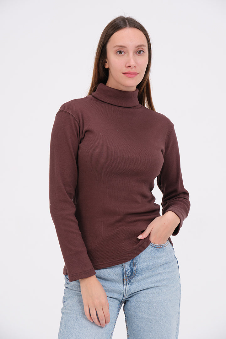 Rust Warm Turtle-Neck For Womens
