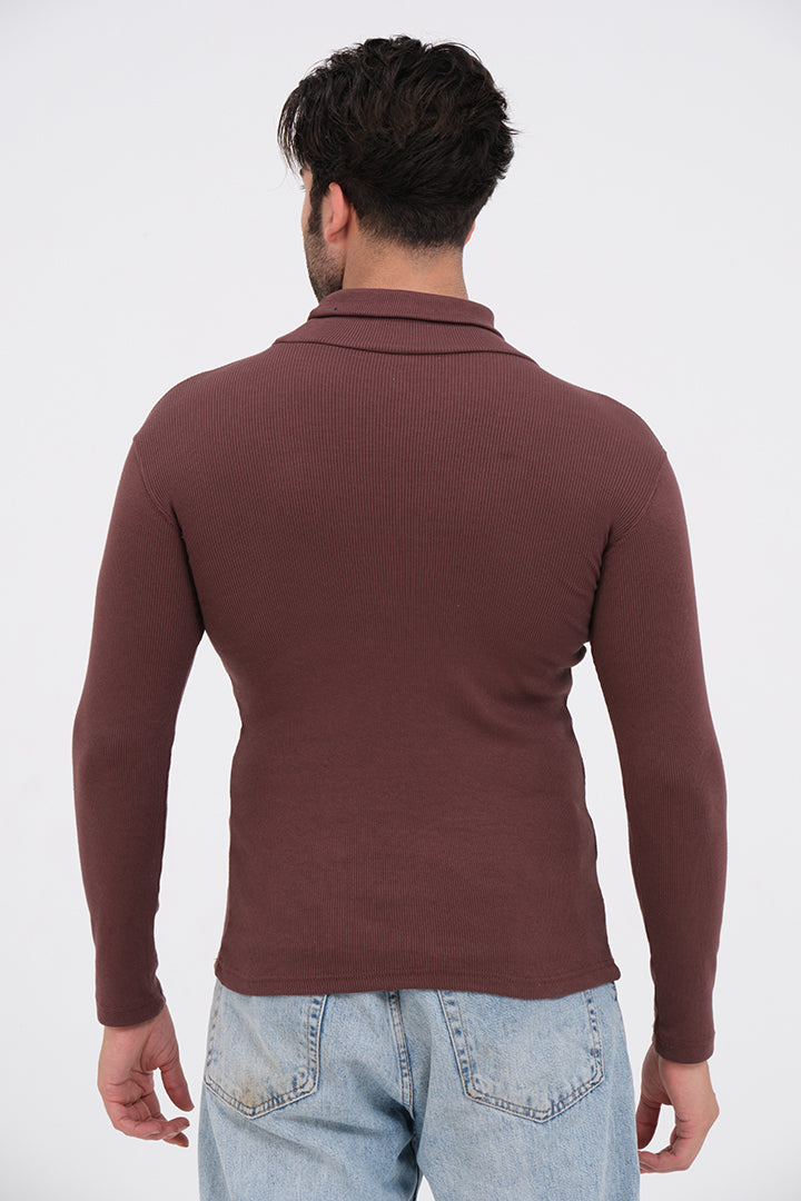 Rust Warm Turtle-Neck For Mens