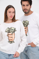 COUPLE SET - Dollar Holder Unisex White Sweatshirt