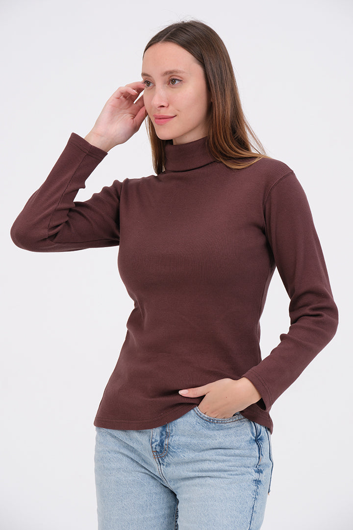 Rust Warm Turtle-Neck For Womens