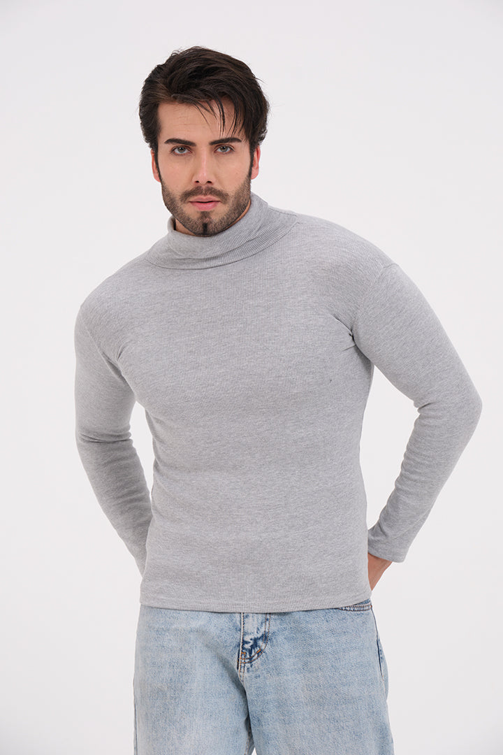 H-Grey Warm Turtle-Neck For Mens