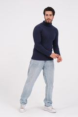 Navy Warm Turtle-Neck For Mens