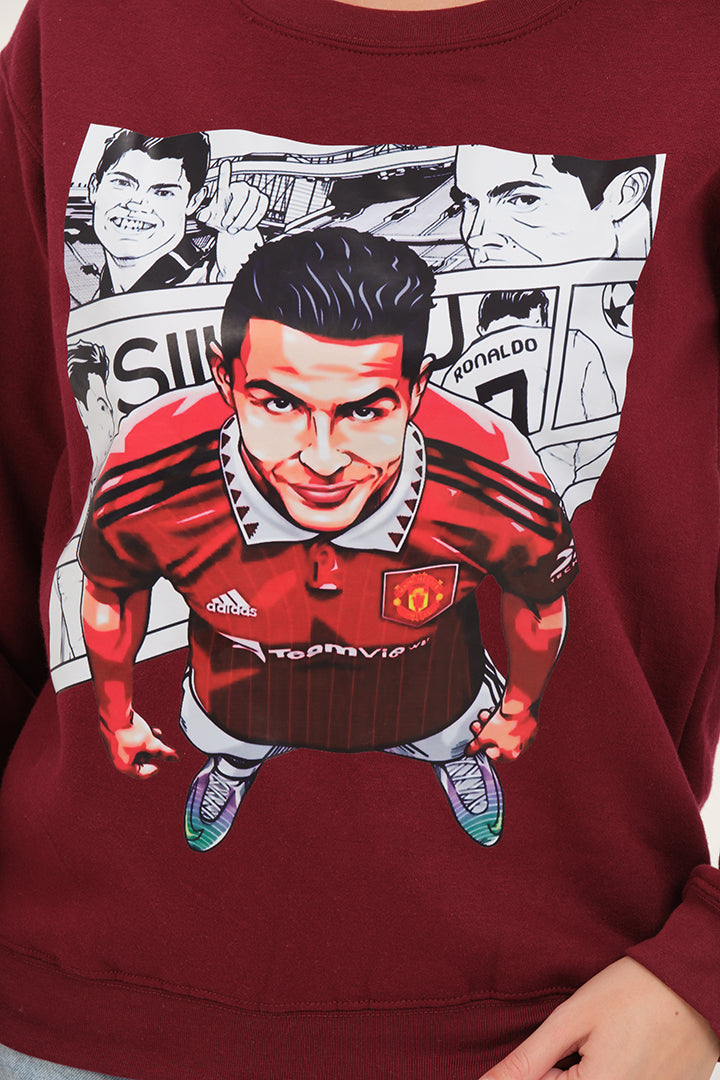 COUPLE SET - Ronaldo Unisex Maroon Sweatshirt
