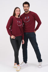 COUPLE SET - Craze Smile Unisex Maroon Sweatshirt